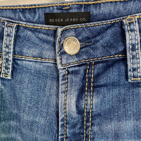 Silver Jeans Womens 28x33 Suki Bootcut Embroidered Mid Rise Stretch Dark‎ Wash - Picture 4 of 14